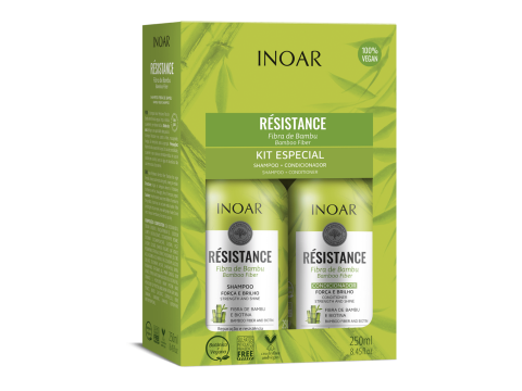 Inoar Resistance Fibra de Bambu Duo Kit - plaukus stiprinantis priemonių rinkinys 2x250ml Inoar Resistance Fibra de Bambu Duo Kit - plaukus stiprinantis priemonių rinkinys 2x250ml